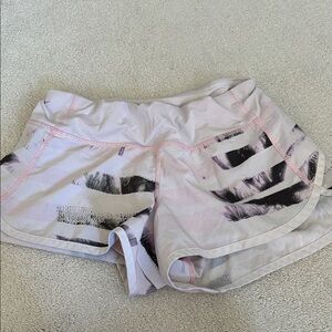 Lululemon Pink Palm Tree Stripe Speed Shorts
